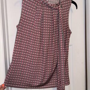 Patterned Sleeveless Top - Red and Black